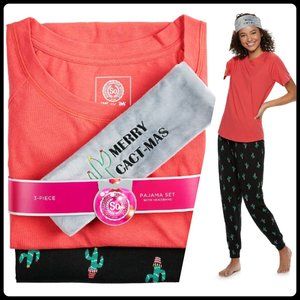 SO Soft & Cozy 3-pc Pajama Set with Headband NWT